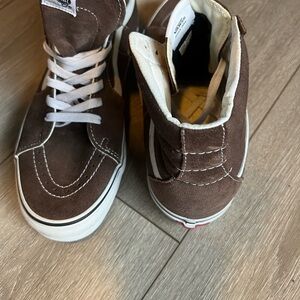 Vans Brown and White High-Top Sneakers